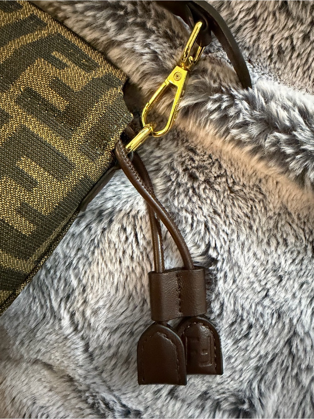 Brown Monogram Jacquard Baguette Bag with Top Handle - Picture 8 of 8